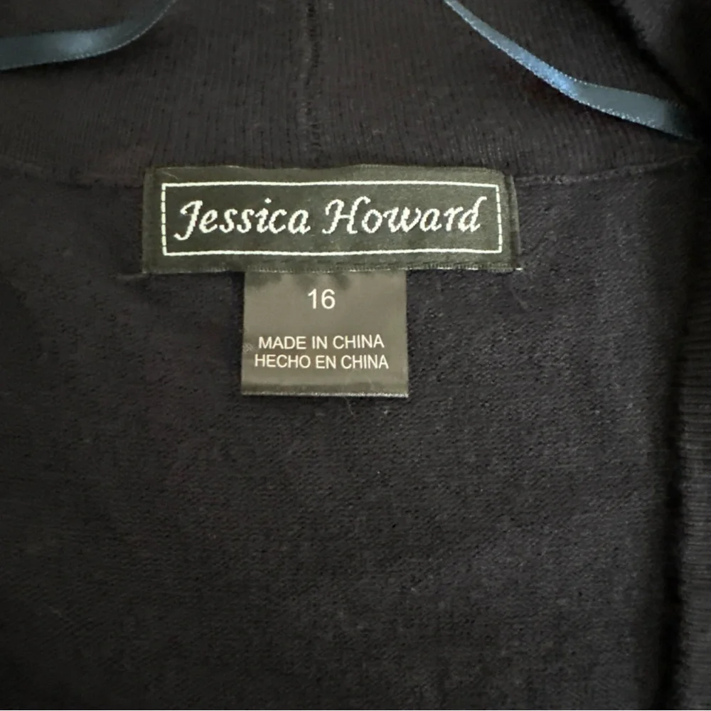 Jessica Howard Cardigan Sweater Black 16 Shrug‎ Cropped 3/4 Sleeve New 🖤